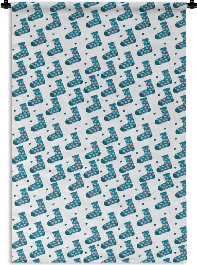 MuchoWow Wandteppich Wandbehang Socken - Schnittmuster - Herzen 120x180 cm Tapisserie Dekoration Wandtuch - Schlafzimmer - Dekorationen für das ...