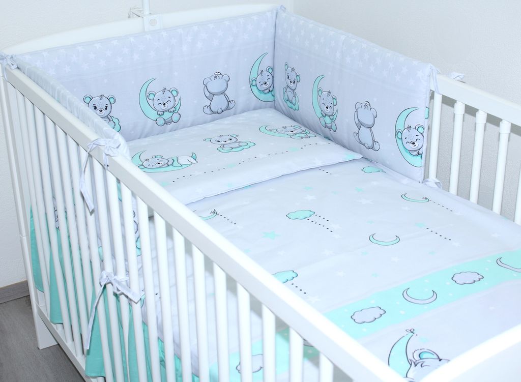 3 teiliges Baby Bettset mit Bettwäsche und Nestchen für Produktbild 
