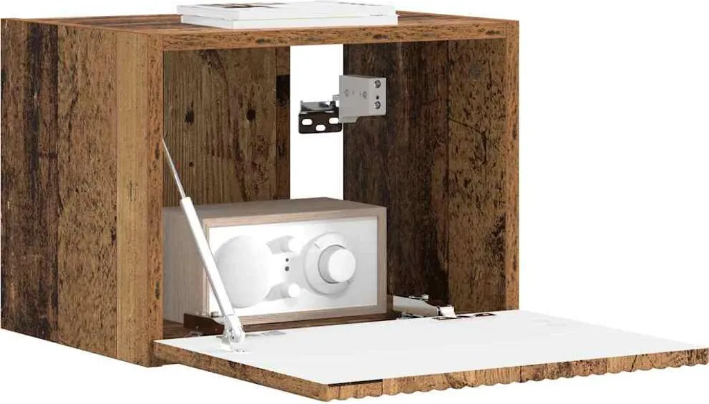 SYFAX™ Mobile TV Sospeso Legno Vecchio 60x31x29.5cm - Design Industriale - 2