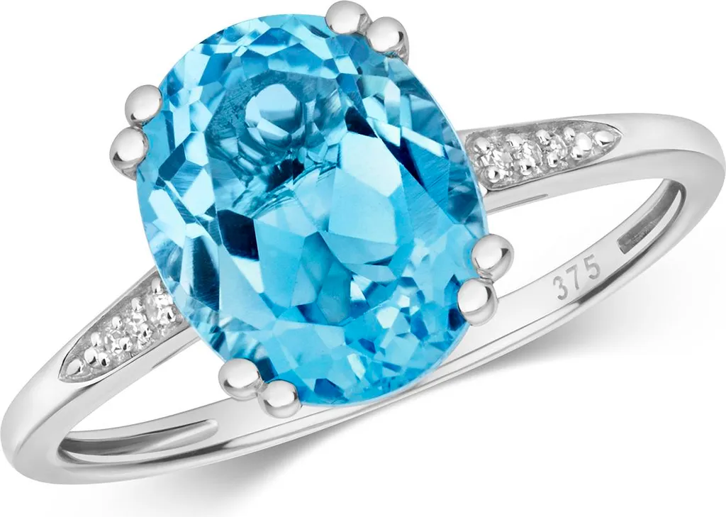 Bague de Fiançailles Or Blanc Topaze et Diamant - Idée Cadeau Femme 54