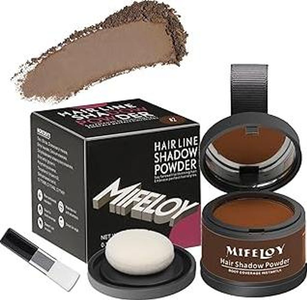 MIFELOY Haaransatz Puder mit Spiegel Schwamm, Braun Unsichtbares Ansatzpuder, Soforteffekt Concealer zur Haarverdichtung für Frauen Männer, Wasse...