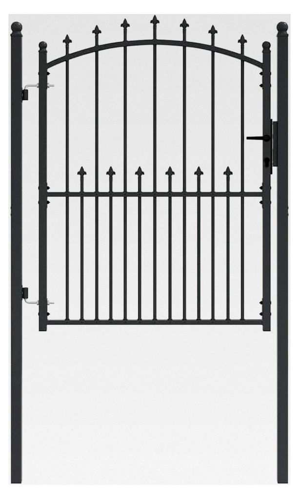 Zauntor mit Spitzen Grau 150 x 100 cm aus pulverbeschichtetem Stahl, Sicherheits-Hoftor für Einfahrten und Industriegelände
