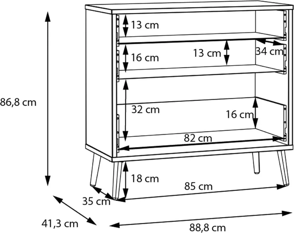 Commode 3 Tiroirs Whenua Chêne Naturel - Rangement Robuste 86cm de Haut