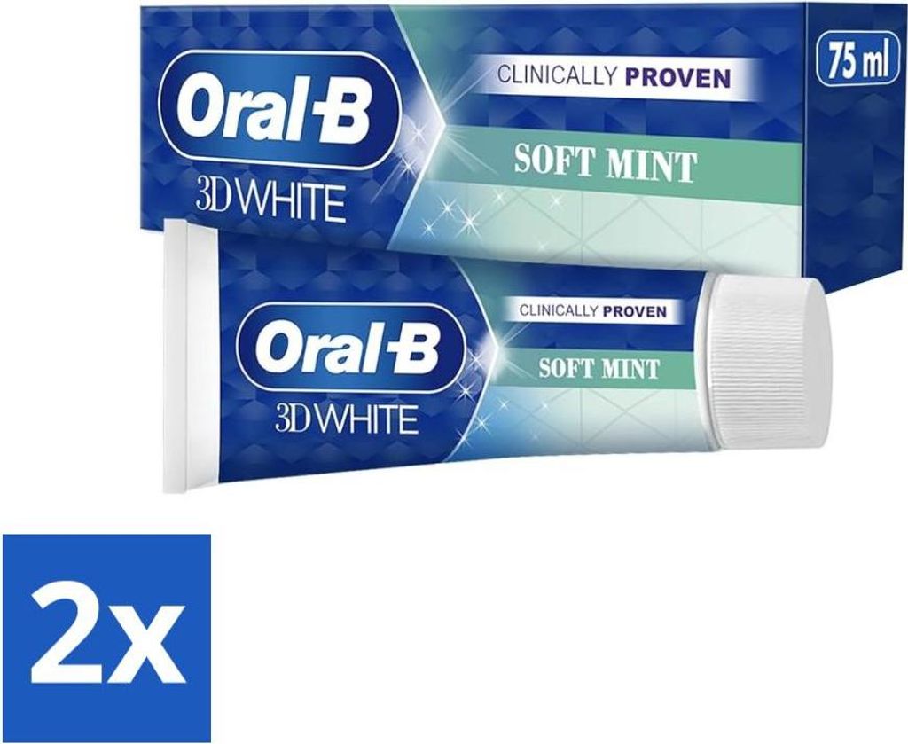 Oral-B 3D White Soft Mint Zahnpasta Whitening Soft Mint 75 ml - Vorteilspack - 2 Stücke