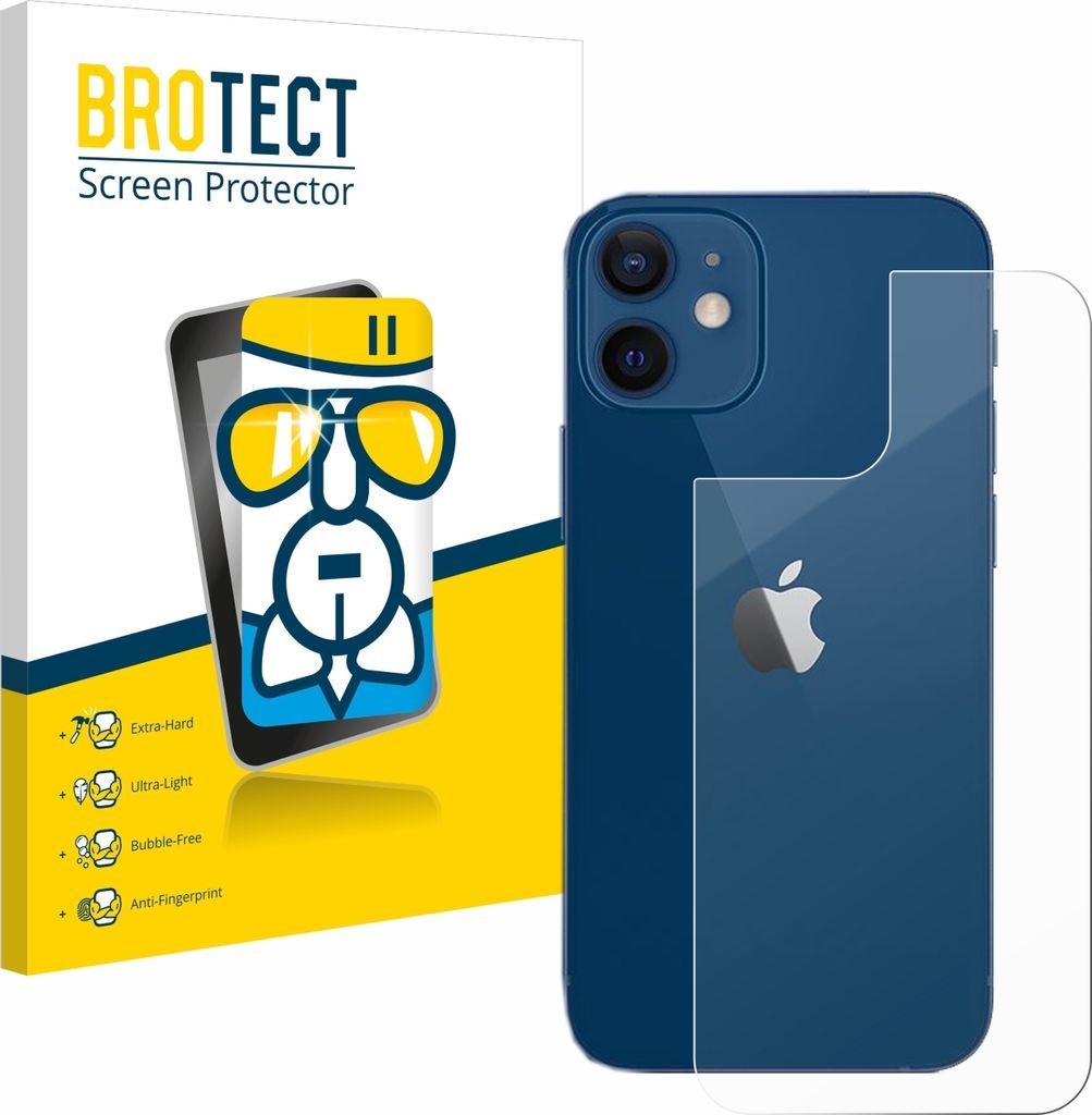 BROTECT Schutzglas für Apple iPhone 12 / 12 Pro (Rückseite) Schutzfolie Panzer Folie Glas Display Schutz klar