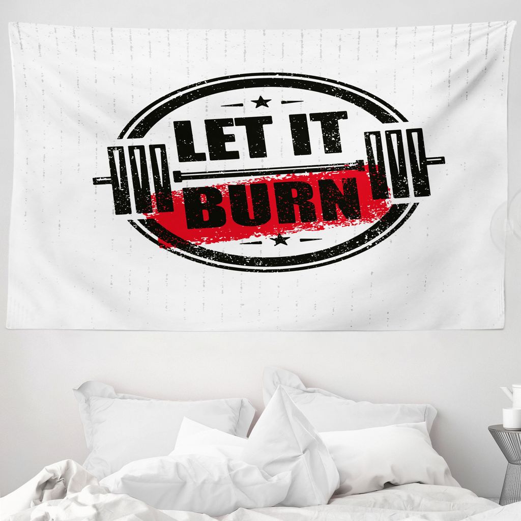 ABAKUHAUS Fitness Wandteppich, Starke Trainings Grunge aus Weiches Mikrofaser Stoff Waschbar ohne Verblassen Digitaldruck, 230 x 140 cm, Rot Schwar...