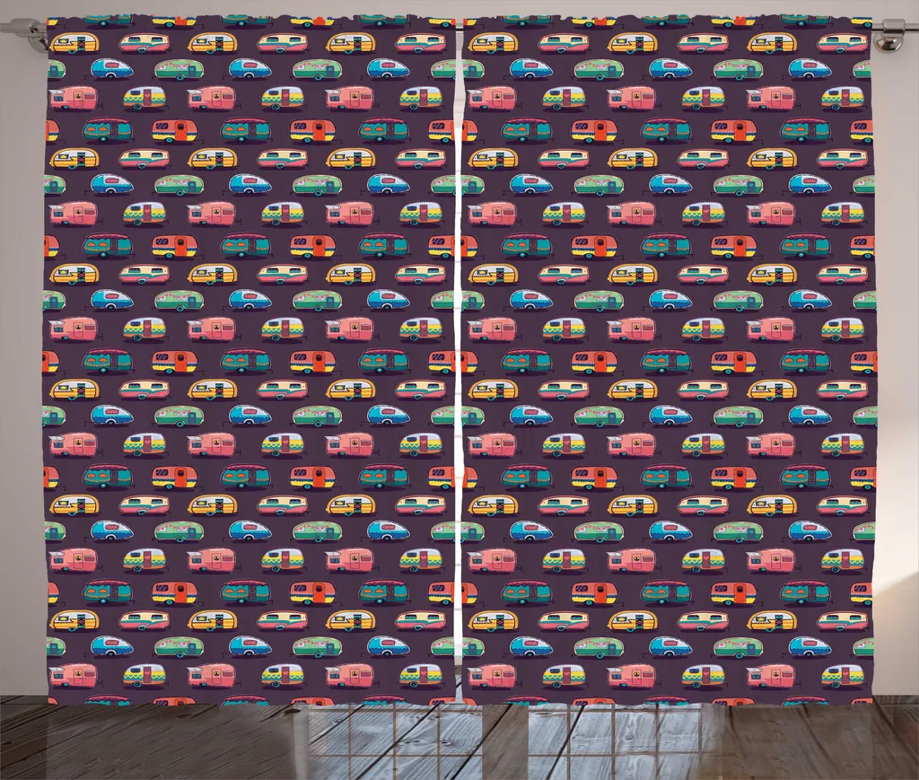 Rideau pour Baie Vitrée Design Van Life et Camping Retro 280x225cm