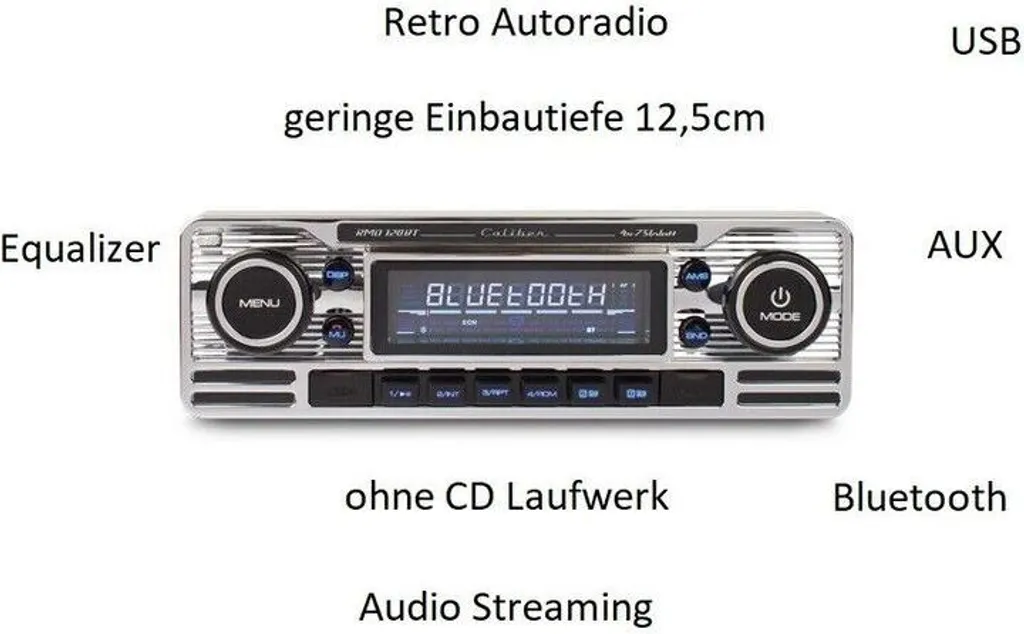 Autoradio Bluetooth 1 DIN Rétro Caliber RMD120BT - Kit Mains Libres USB - 12