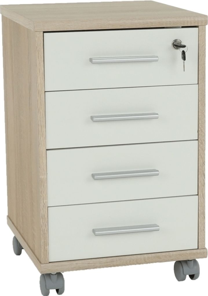 Kondela Container auf Rädern Johann 2 Neu 12 - Dub-Sonoma / Weiß