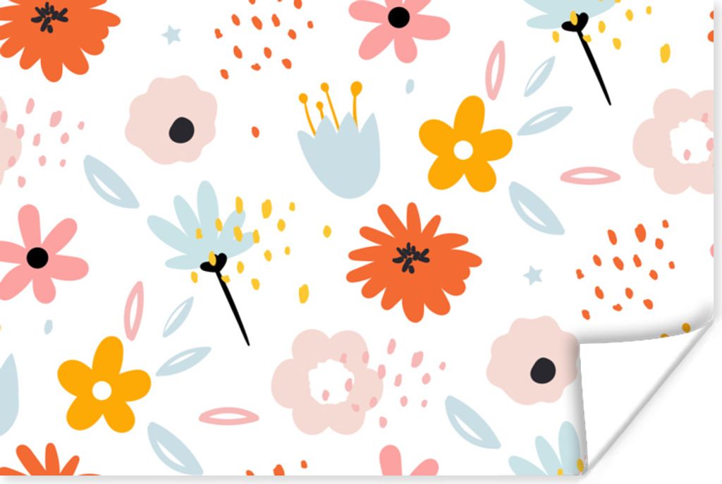 MuchoWow Poster Blumen - Rosa - Weiß - Sommer 120x80 cm - Bilder