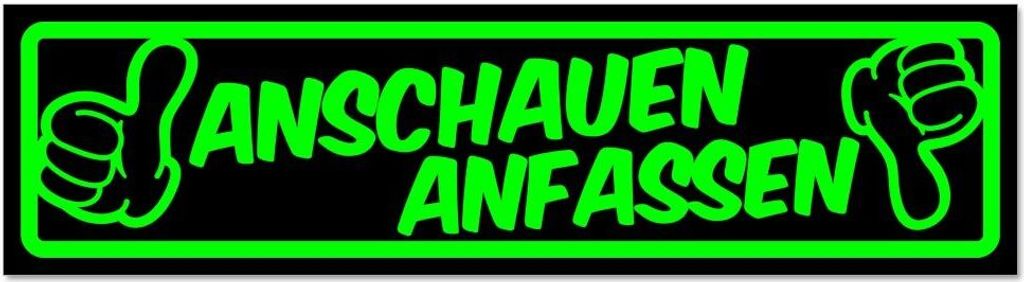 Kiwistar - Autoaufkleber - Grün - Schwarz - 60 x 16 cm - Anschauen anfassen - Hinweis Aufkleber Sticker für Auto, Kfz, Fahrrad, PKW, LKW