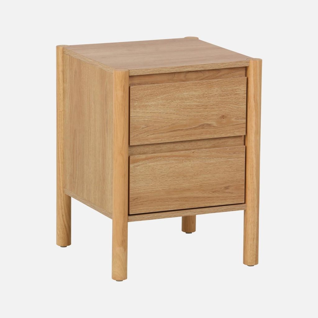 sweeek - Nachttisch Holzdekor 2 Schubladen - Natur