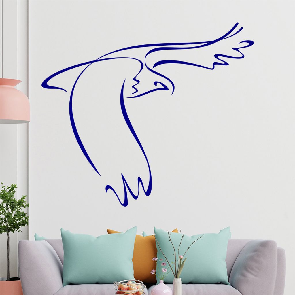 Adler Linien Wandtattoo in 6 Größen - Wandaufkleber Wall Sticker - Dekoration, Küche, Wohnzimmer, Schlafzimmer, Badezimmer