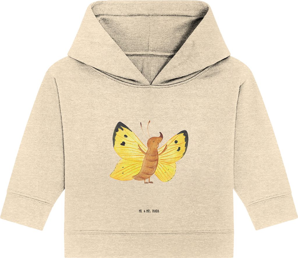 Mr. & Mrs. Panda Organic Baby Hoodie Schmetterling Zitronenfalter 12. - 18. Monat - Natural Raw - Geschenk, Lustige Sprüche, Fakt, Außenseiter, S...