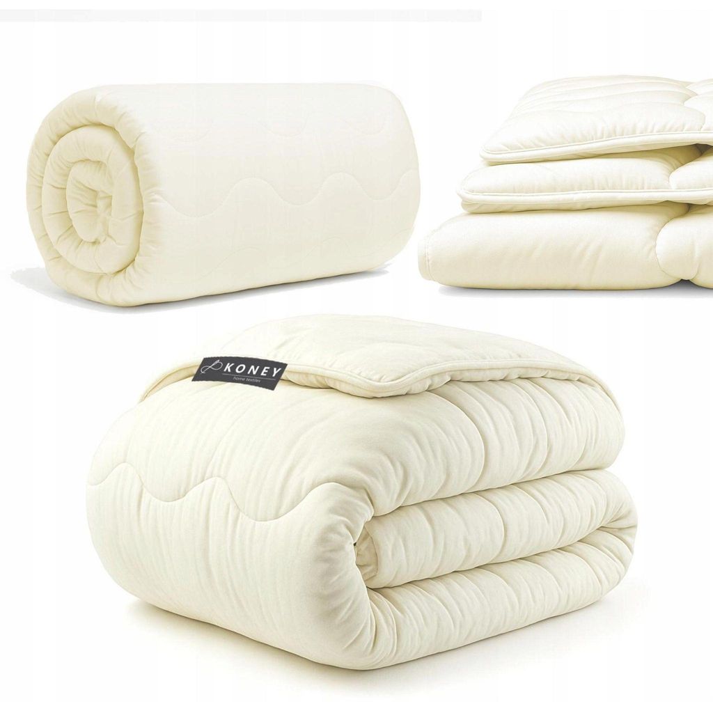 Bettdecke - Winter - 180x200 cm - Warm - Creme - aus Mikrofaster und SCHAFSWOLLE