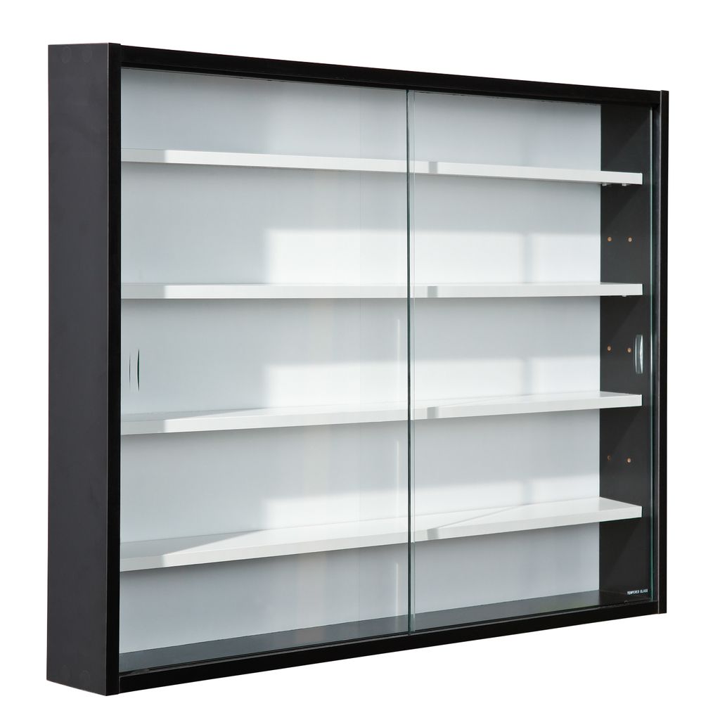 Comit Vitrinenschrank wandhängend, 2 Glastüren, weiss, schwarz.