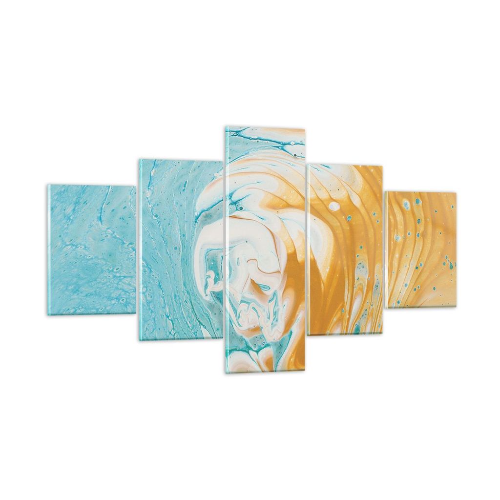 Bilder auf glas - 5 Teile - Abstraktion verschüttet Farben - 125x70cm - Glasbilder - Wandbilder - Bilder - Wanddekoration aus Glas - Glas Bilder -...