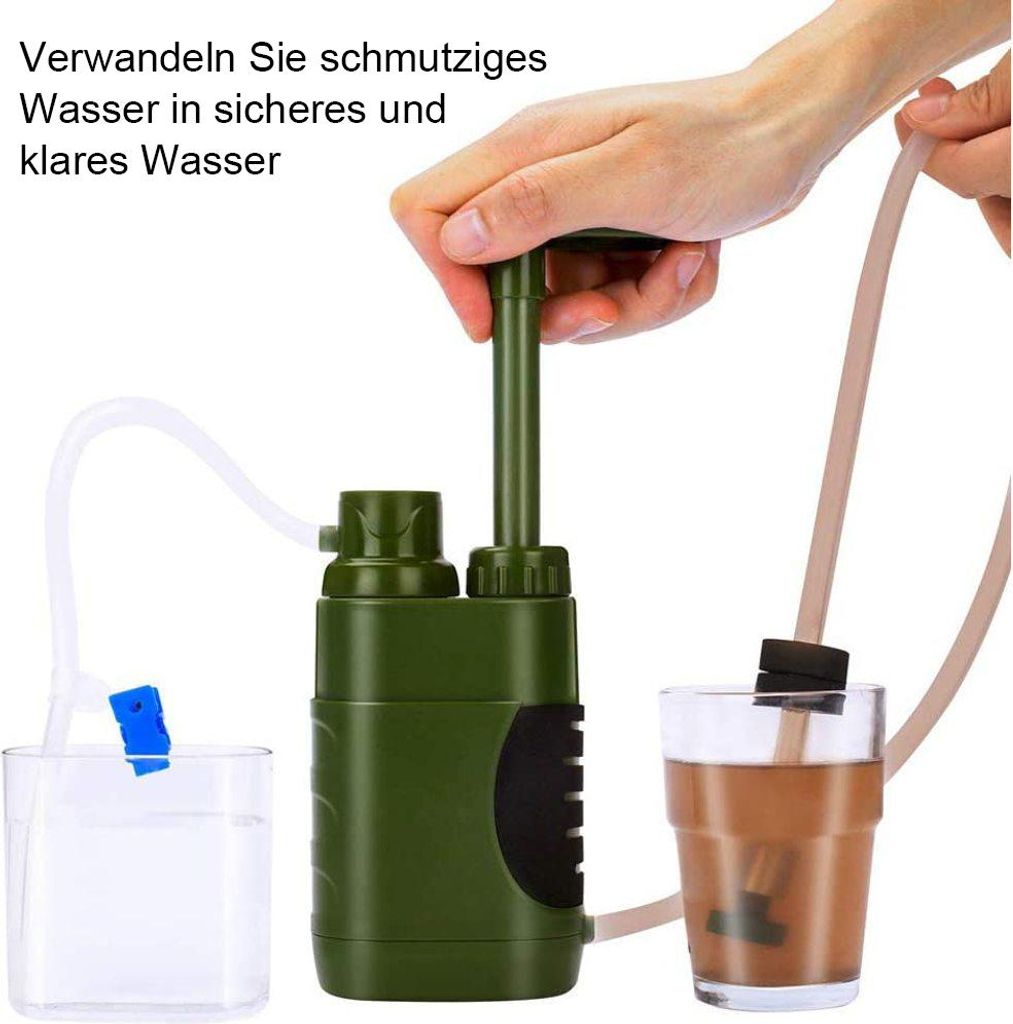 Wasserfilter, 3000 l, tragbarer Camping-Tischwasserfilter, entfernt 0,01 Mikron dicke Viren und Schwermetalle, mit Aufbewahrungstasche für Notfäl...