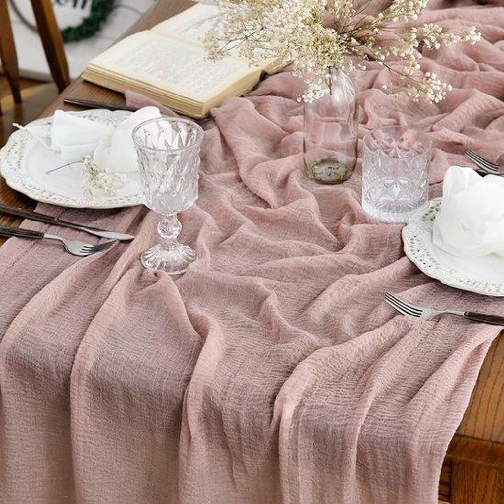 Boho Gauze Cheesecloth Tafelloper 80x300 cm, Dekoration für Inneneinrichtung, Urlaub, Hochzeit, Party, Geburtstag