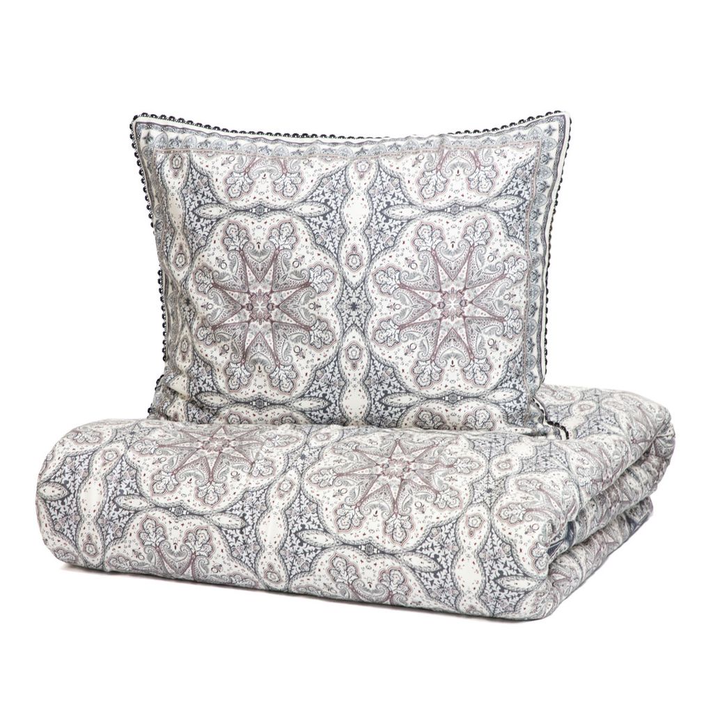 Kissenbezug Bettbezug Bettwäsche SCARLA Satin dunkelbraun Muster 160x200 + 2*50x60 cm HOMLA