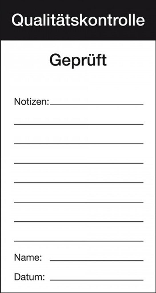 Aufkleber I Qualitätsaufkleber Qualitätskontrolle-, Papier, 80x150mm, ...