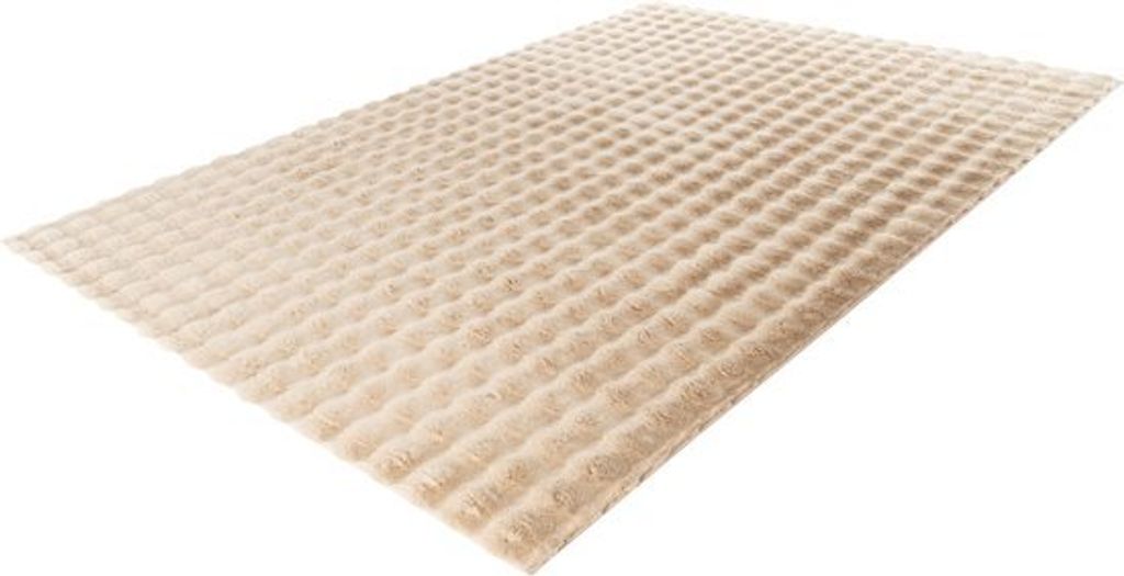 Lalee Harmony - 3d Teppich - Teppich - Teppich - Hochflor - Superweich - Flauschig - Glänzend - 3D Würfel - Kaninchen - beige 160x230 cm