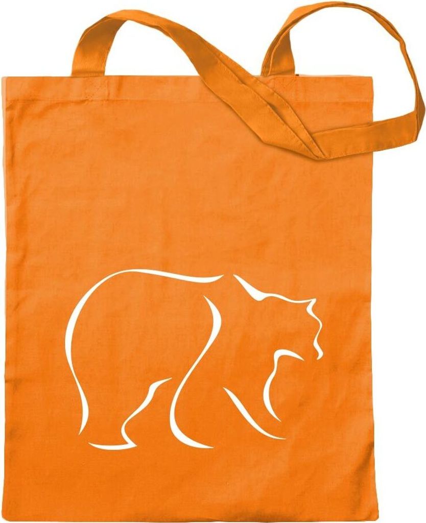 Kiwistar - Baumwolltasche - mandarin - Bär - Tragetasche Stoffbeutel Umhängetasche langer Henkel