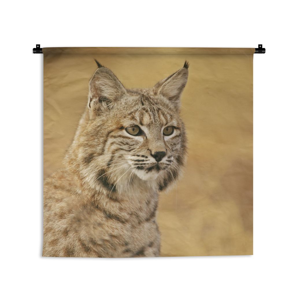 MuchoWow Wandteppich Wandbehang Luchs - Braun - Gras 60x60 cm Tapisserie Dekoration Wandtuch - Dekorationen - Wand Decke