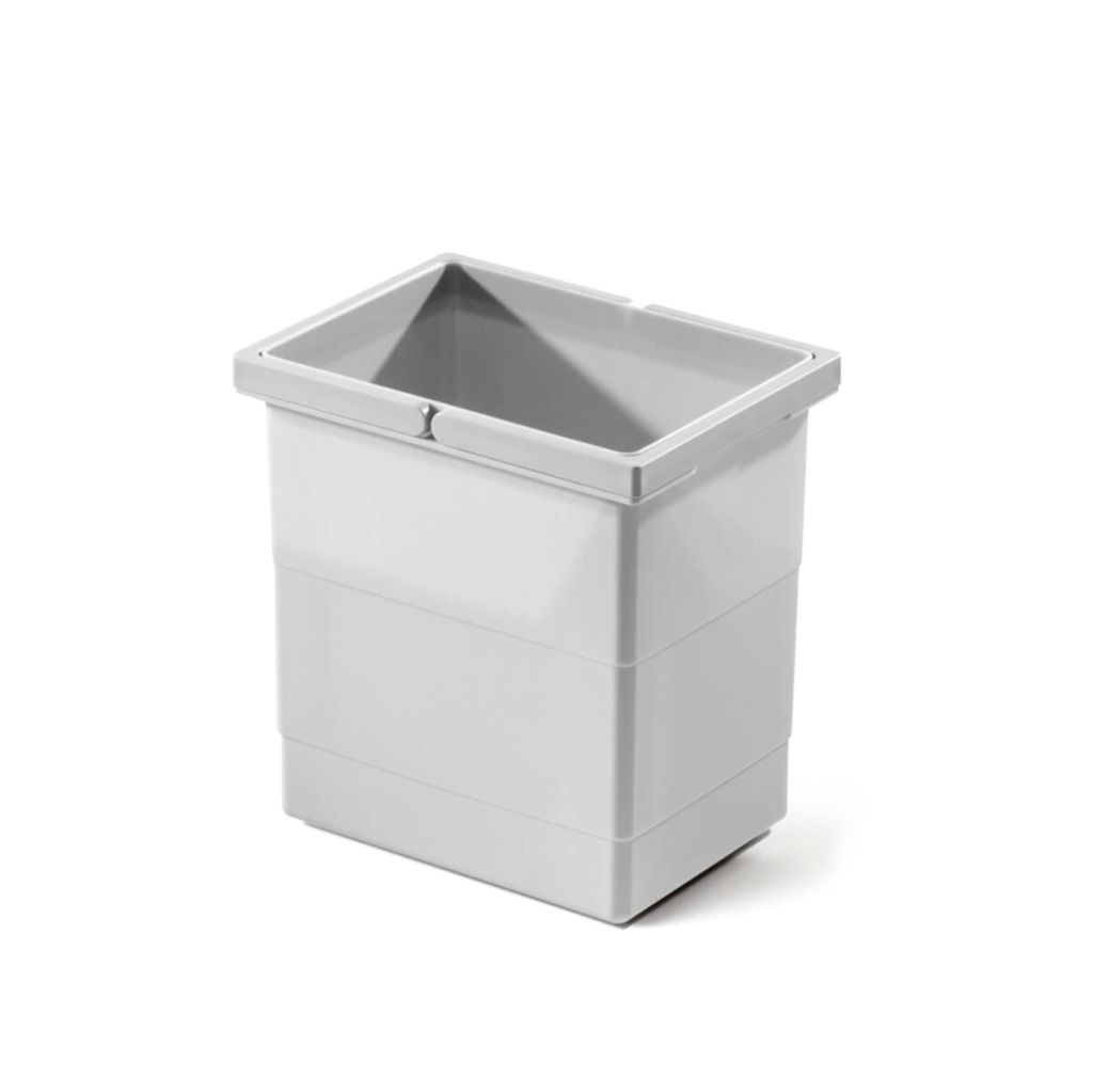 A light gray trash can insert with two handles is shown against a white background.