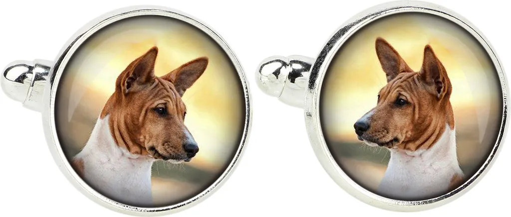 Gemelli Basenji Art-Dog: Accessori Camicia Uomo Fatti a Mano in Argento