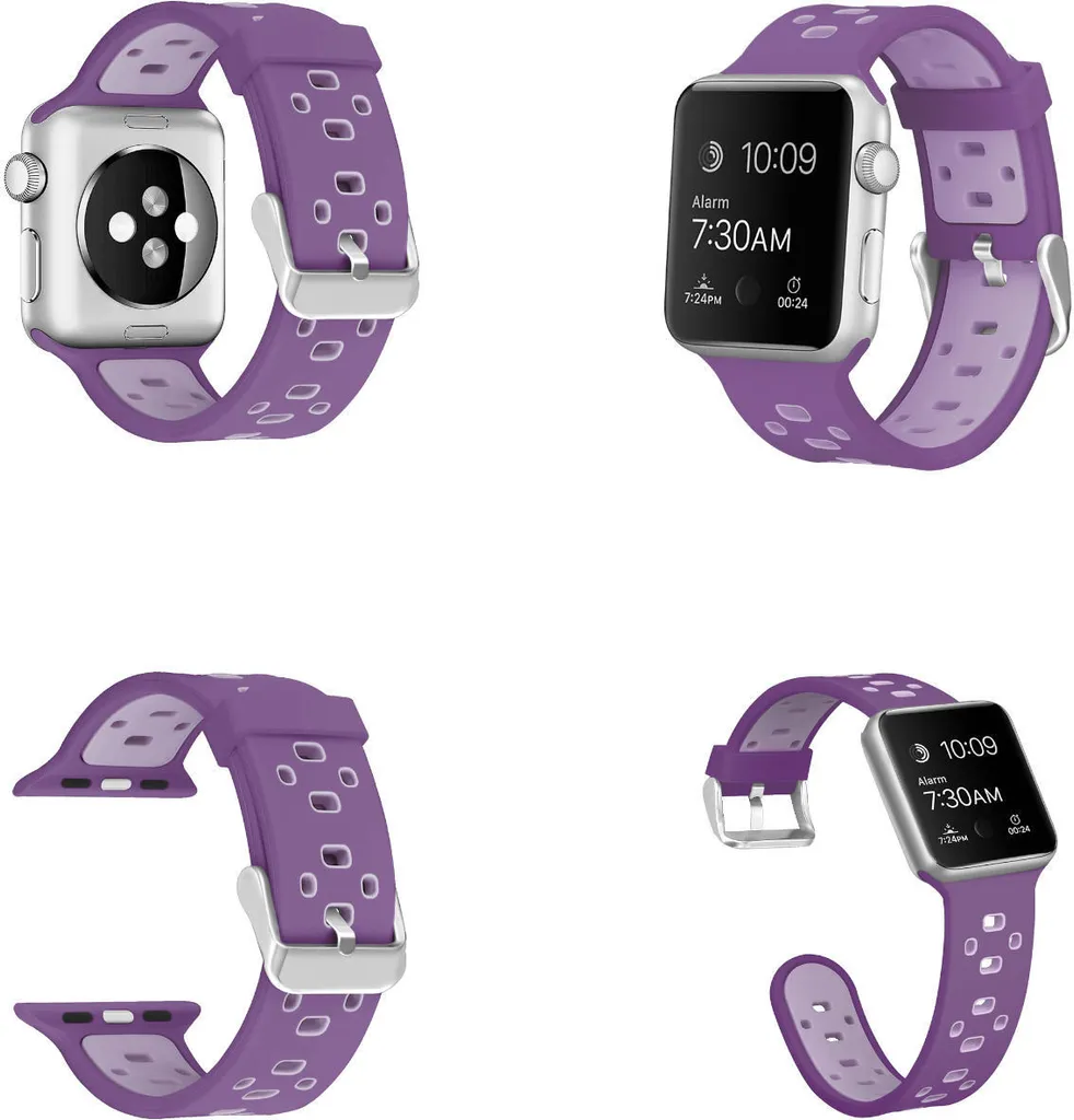 Per Apple Watch Series 9 8 7 41 / 6 SE 5 4 40 / 3 2 1 38mm Plastica / Silicone Watch Smart Sport Strap Viola