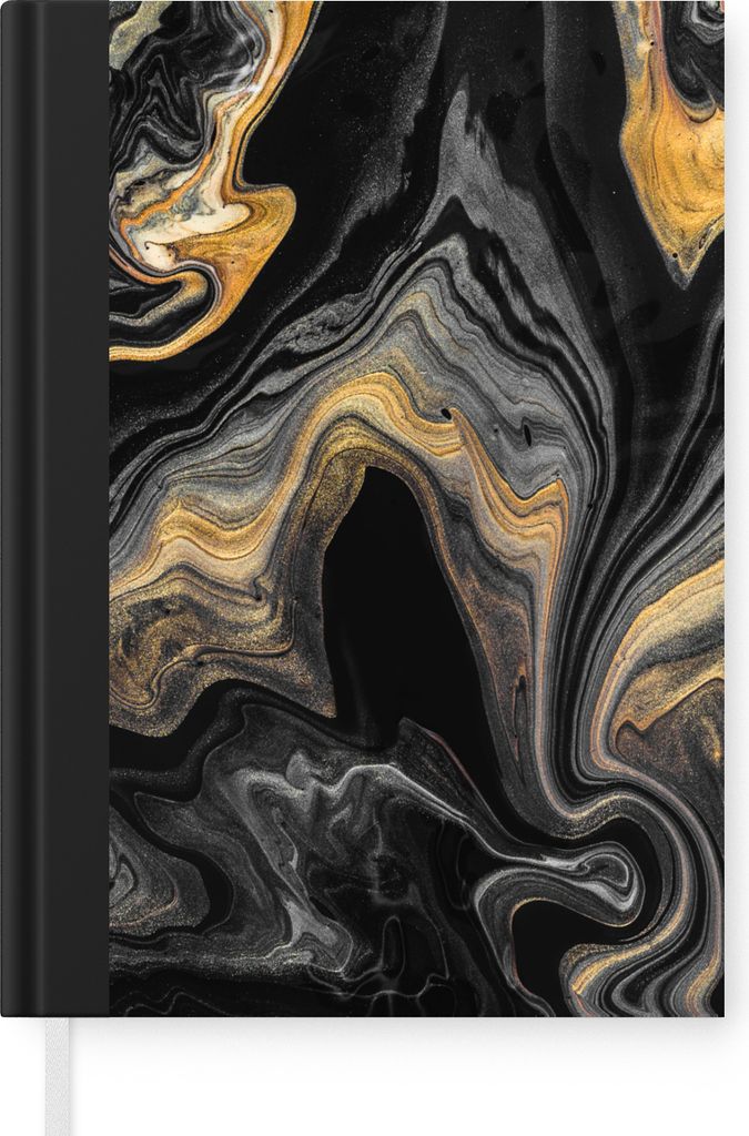 MuchoWow Notizbuch Tagebuch Haushaltsbuch Notebook A5 Marmor - Acryl - Gold - Luxus - Abstrakt - Notizblock - Notizheft - Notebook - Schreibblock...