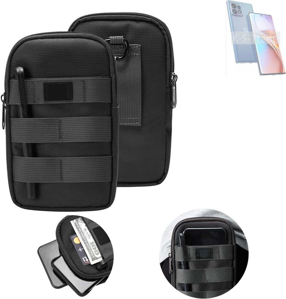 K-S-Trade Holster Gürtel Tasche kompatibel mit Motorola Edge 40 Pro Handy Tasche Schutz Hülle dunkel-grau viele Fächer, 1x