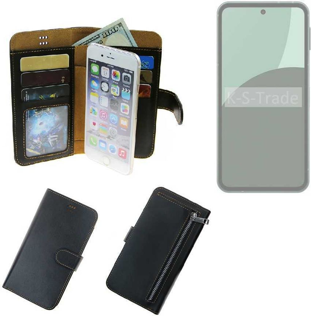 K-S-Trade Schutz Hülle kompatibel mit Sharp Aquos Sense9 Klapphülle Case Phone cover Slim Handytasche Handy Hülle schwarz aus Kunstleder (1 Stk)