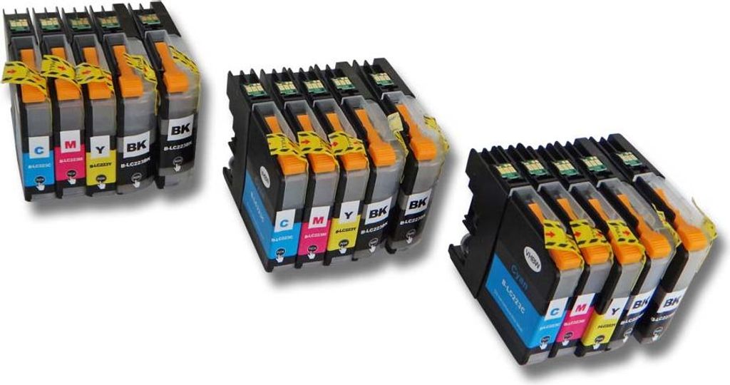 vhbw 15x Tintenpatronen Ersatz für Brother LC223Y, LC223M, LC223, LC223BK, LC223C für Drucker + Chip (Kompatibel)