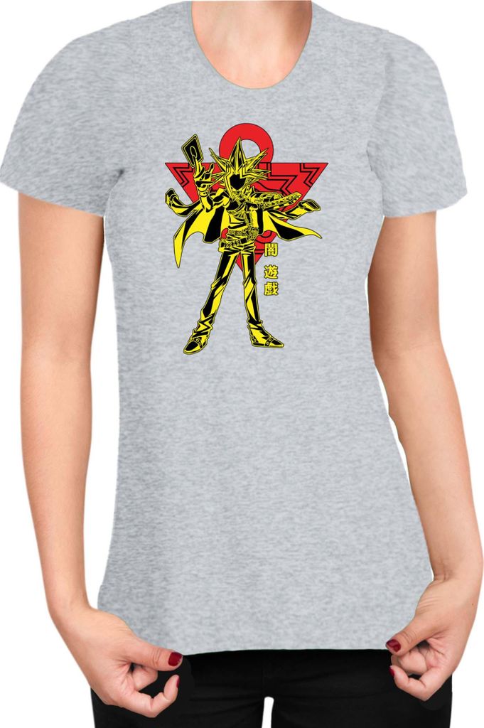Damen T-Shirt Japan Manga Anime Comics Yu Gi 019, Lady 2XL / Grau