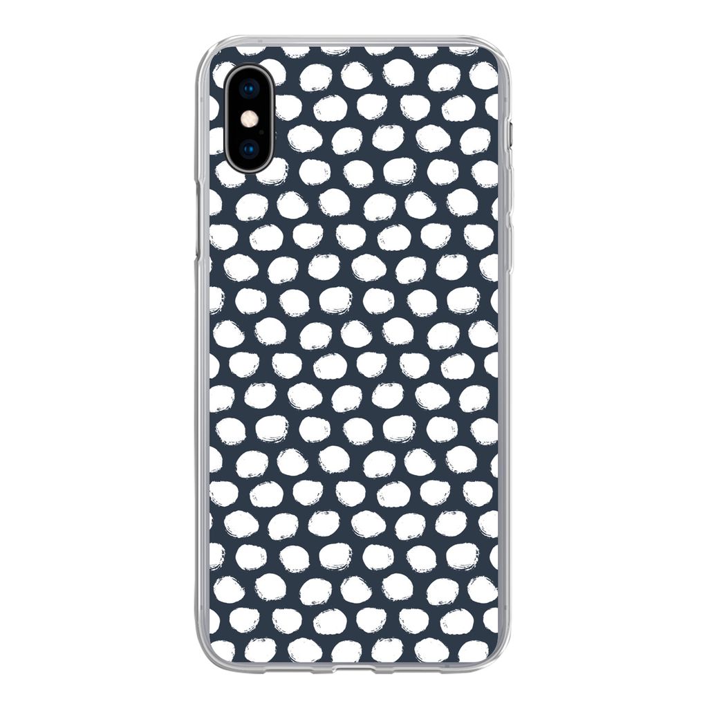 MuchoWow Handyhülle Schutzhülle Hülle für iPhone Xs Tupfen - Muster - Weiß Silikon Softcase Handy Hülle - Handytasche