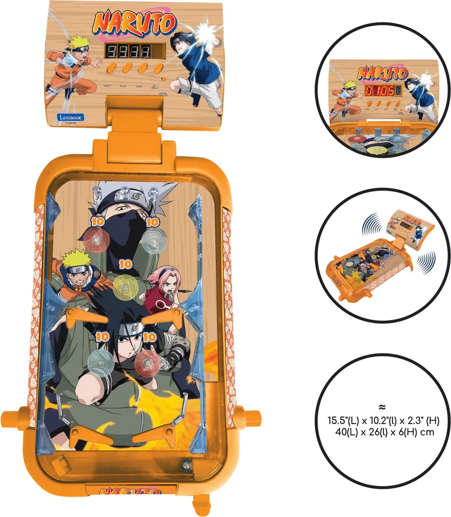 Flipper de table Naruto avec score numérique et lumières LED actives - 2