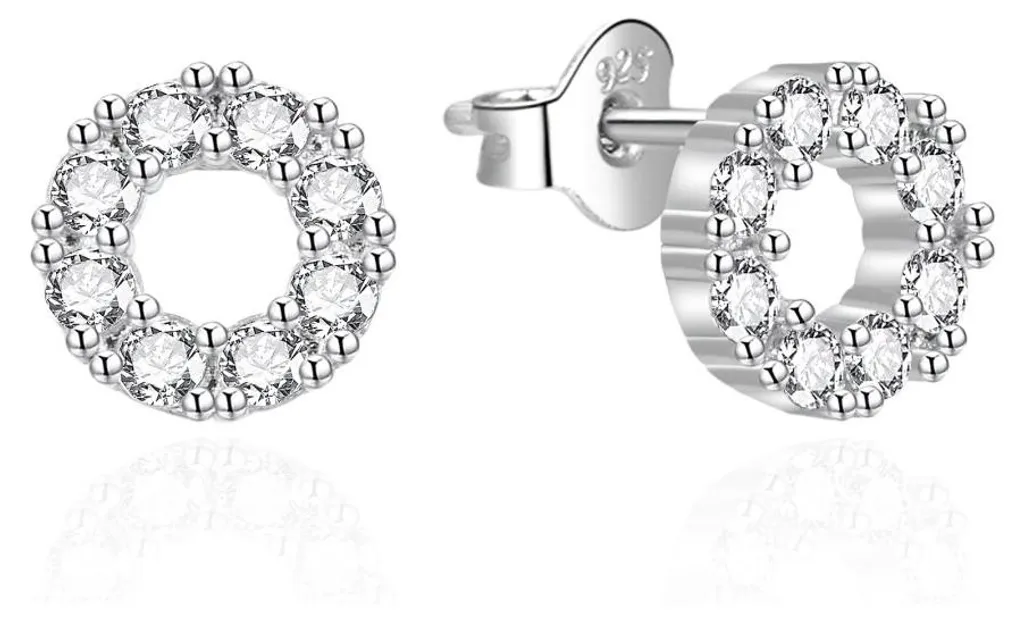 Boucles d'oreilles puces argent 925 et zircons brillants pour femme