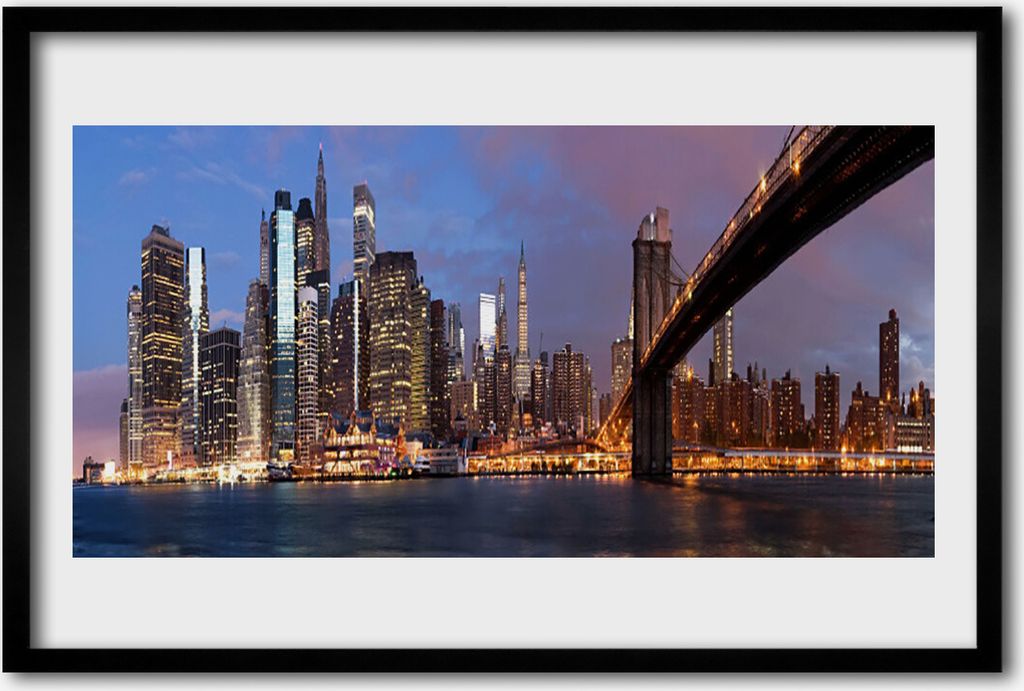 Bild 60x40 MDF-Rahmen Wandkunst Sky Bridge City Homes
