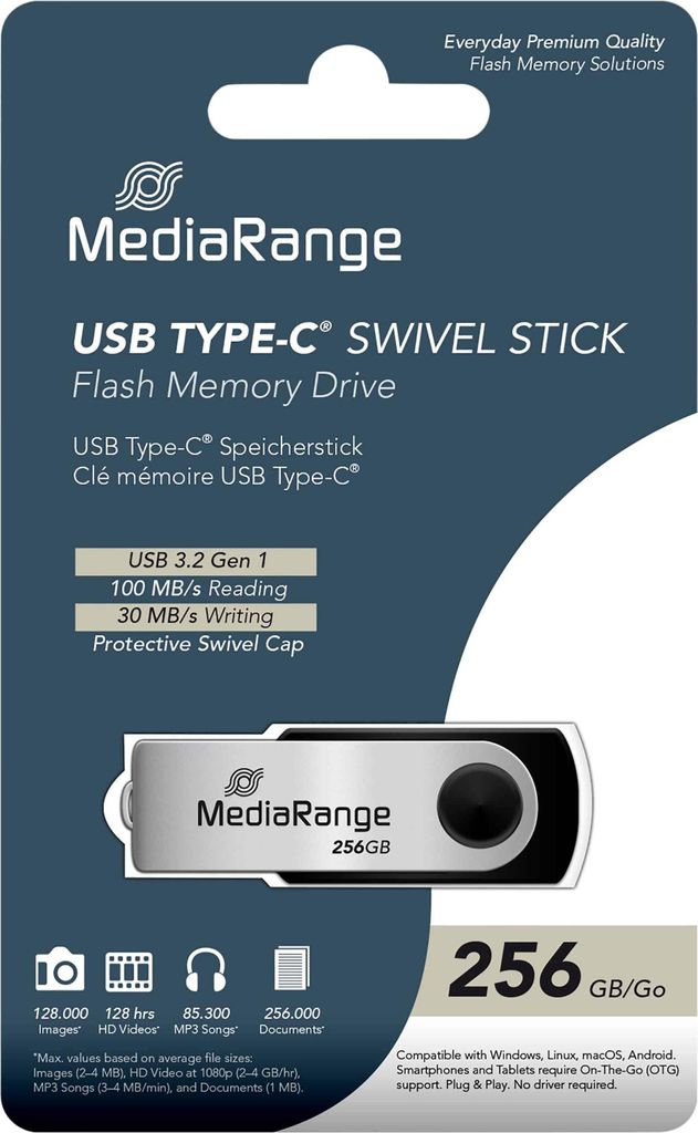 MediaRange USB-Stick  USB 3.2 Gen1 USB-C   256GB Produktbild 