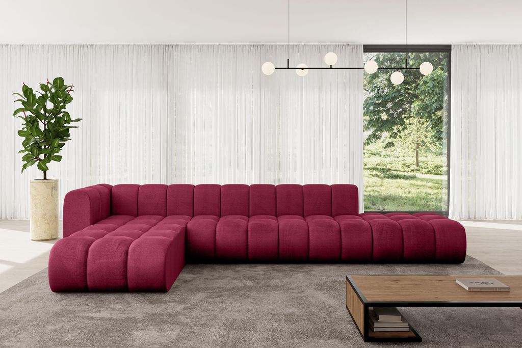 ALTDECOR Modulares Sofa Ecksofa in L-Form - Zuvon-L2 - 387x177x70 cm Bordeauxrot - Corner modular Sofa Eckcouch Couch Wohnlandschaft Cauchsofa Bode...