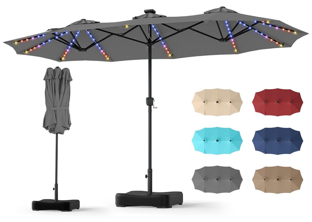 COSTWAY Doppelsonnenschirm 370x200cm mit Ständer, Produktbild 