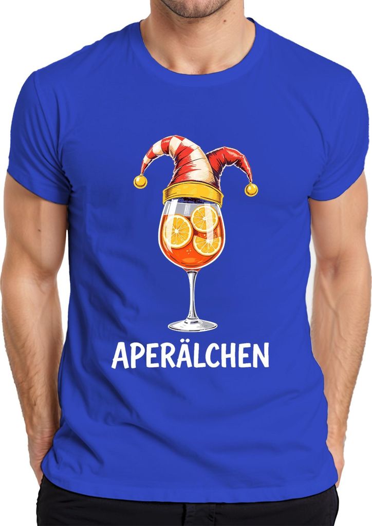 Aperälchen Aperol Spritz Cocktail Glas Orangenscheiben Lustig Herren T-Shirt, Blau, L