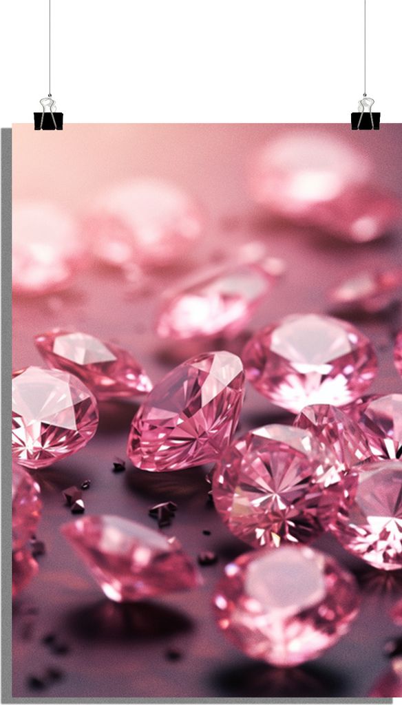 Pink Diamanten Poster - Stilvolles Poster - Edelsteine Poster - 51x71cm - Perfekt zum Einrahmen