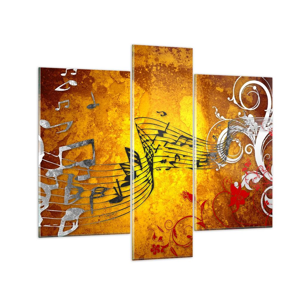 Bilder auf glas - Musik Konzert Spaß Blume - 95x80cm - Glasbilder - Wandbilder - Kunstdruck - zum Aufhängen bereit - Wanddekoration aus Glas - Gl...
