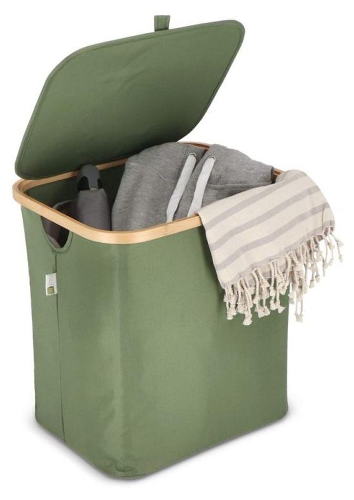 Wäschekorb NOLVIO 50 l grün faltbar stapelbar