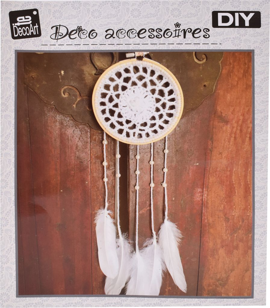 TE-DekoArt DIY Traumfänger Selber Basteln Set Dreamcatcher Bastelset Stickrahmen Garn Perlen Federn 17 cm Ø