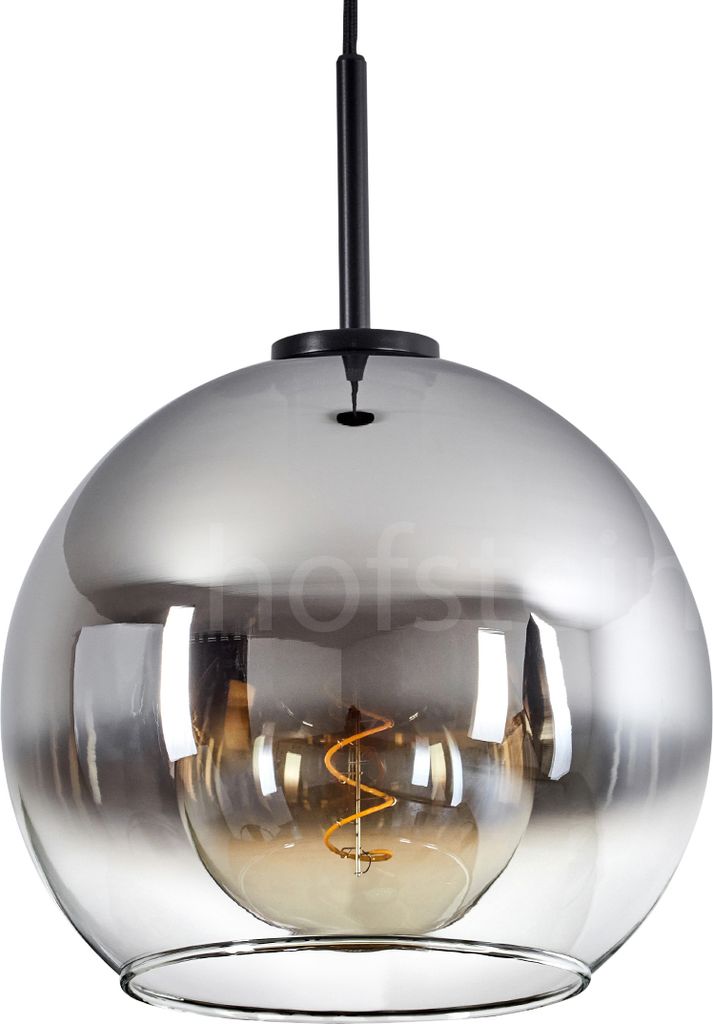 Cesaro Hängelampe aus Metall/Glas in Schwarz/Stahl-/Chromfarben/Klar