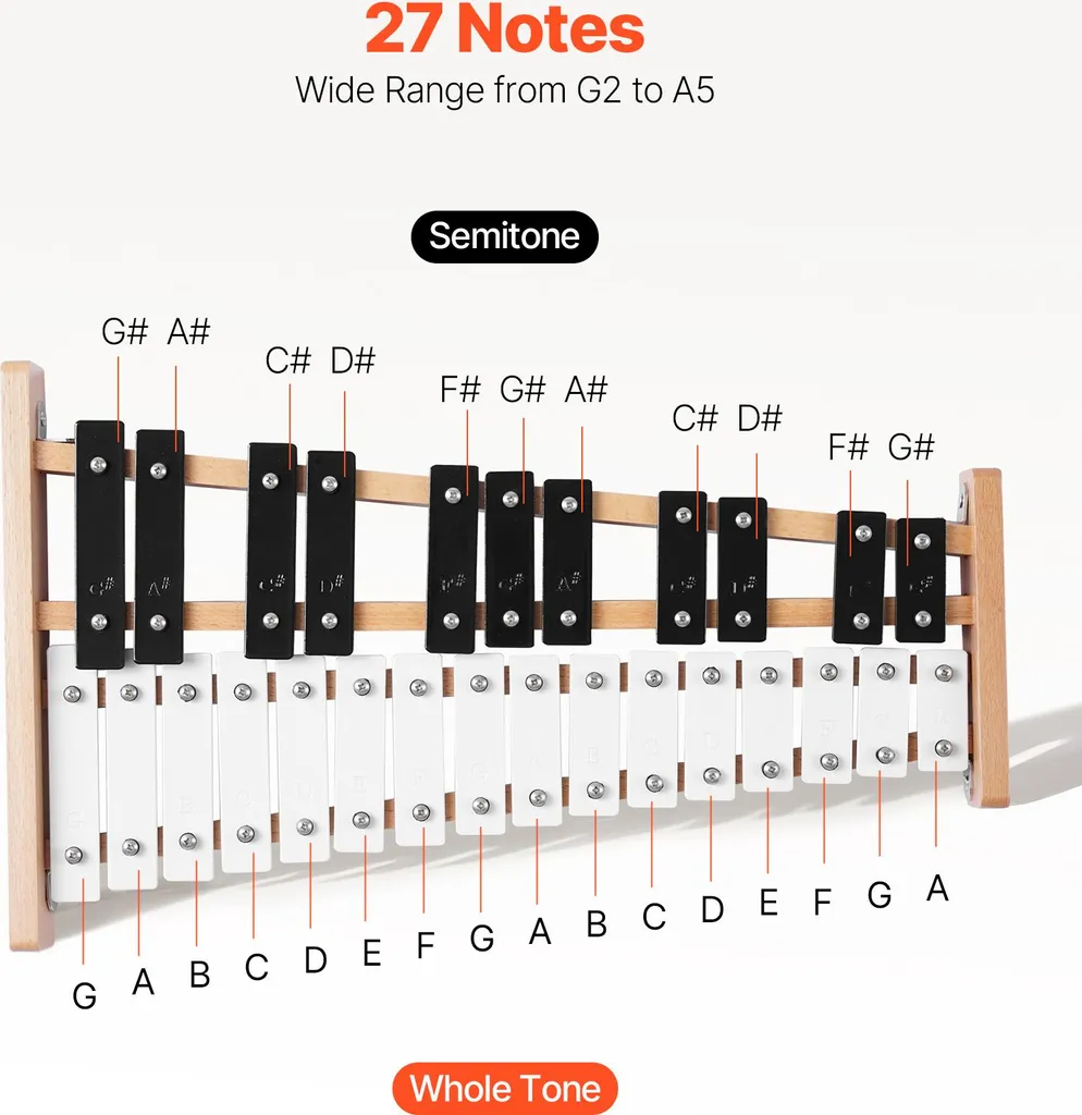Carillon VEVOR 27 Notes Instrument Percussion avec Clés SPCC et Sac - 2